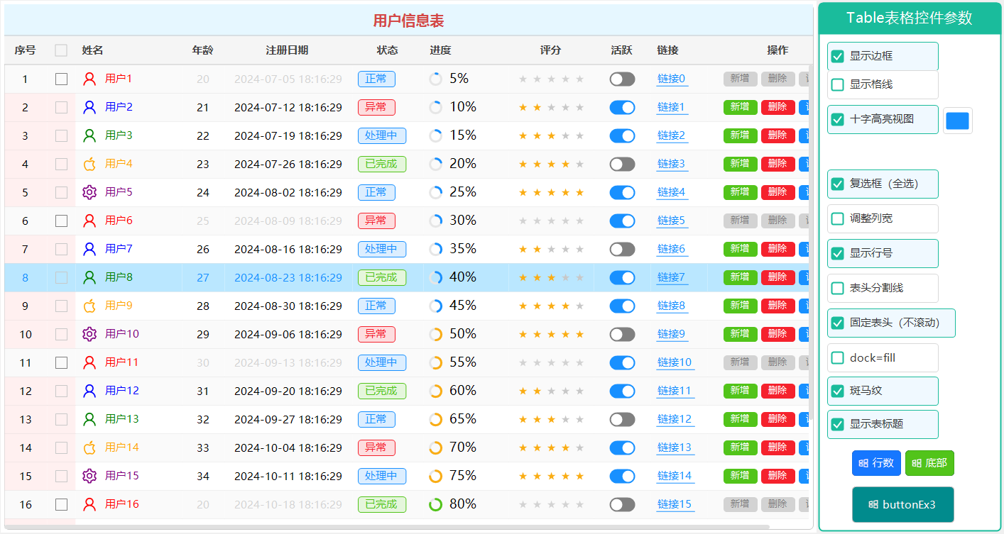 【WinForm UI控件系列】表格Table控件,支持多种